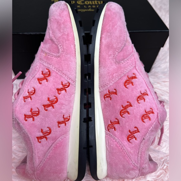 JUICY COUTURE Black Label Pink Velour Monogram Trainers - Picture 4 of 5